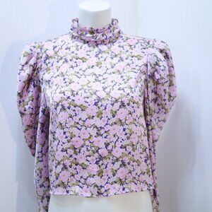 Zara Women's Purple and Blue Blouse Size L